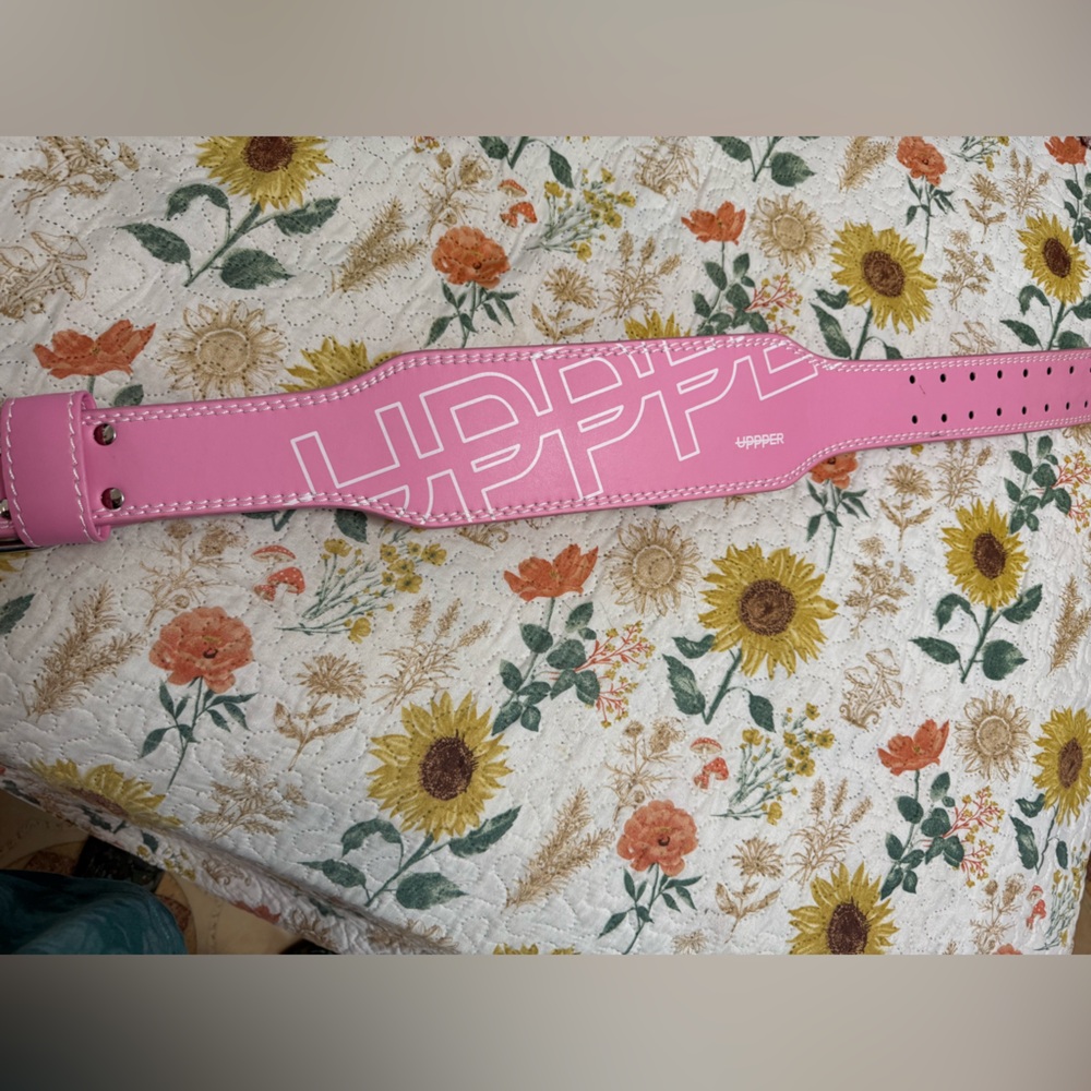 Pink Lifting Belt with White Logo